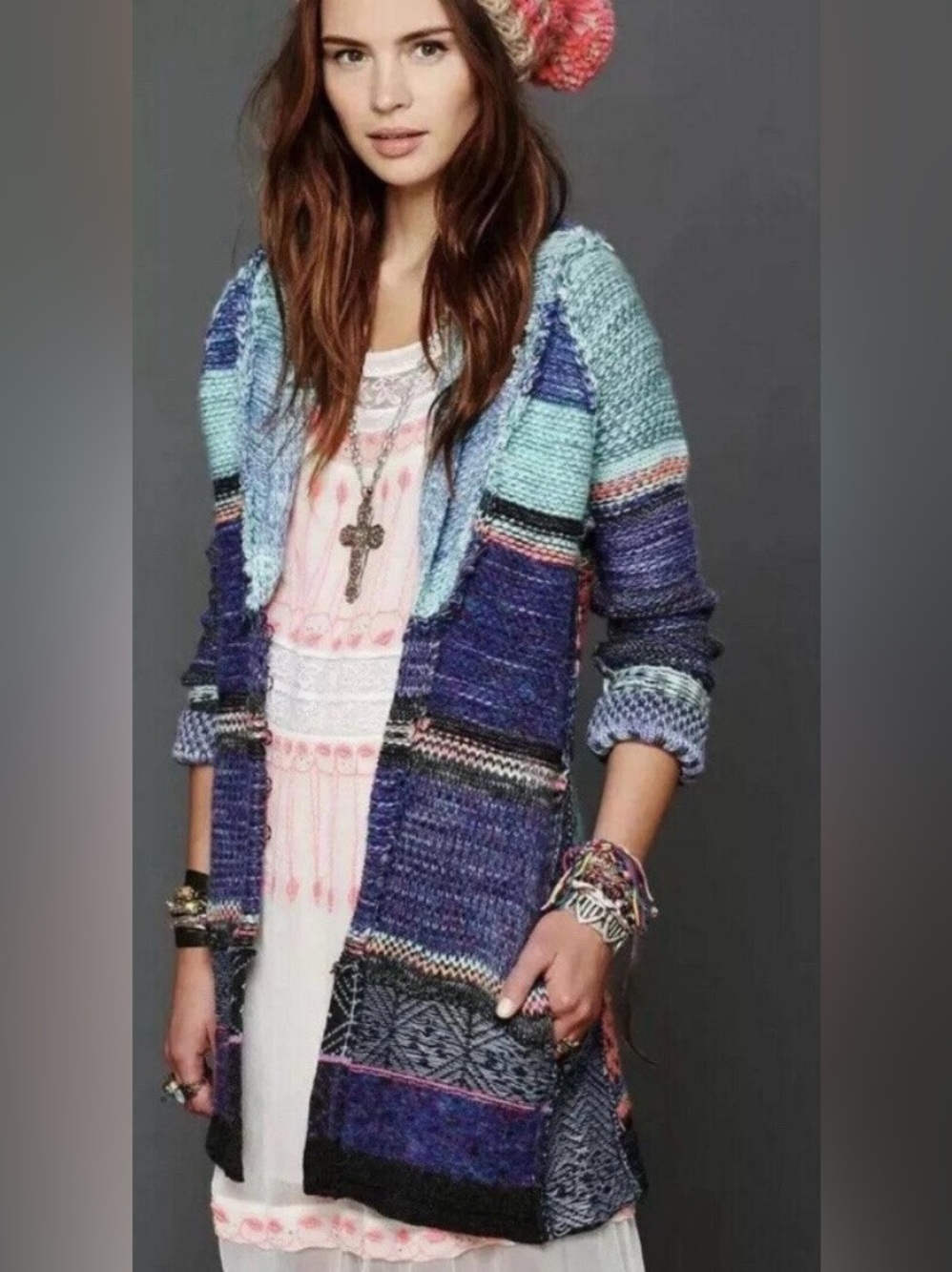 Free People Rock Candy Kryptonite Patchwork Cardigan Size XS